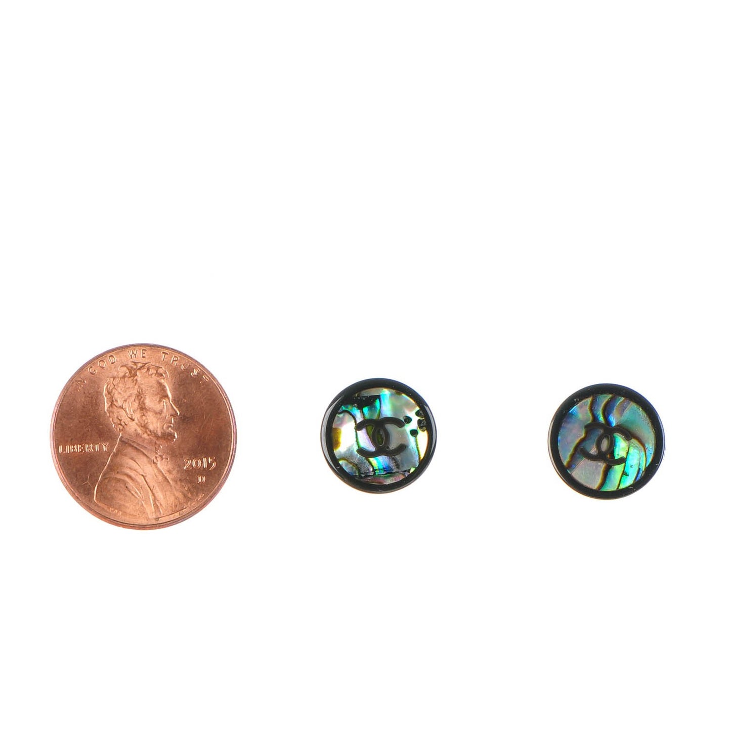 Resin Abalone CC Stud Earrings Black