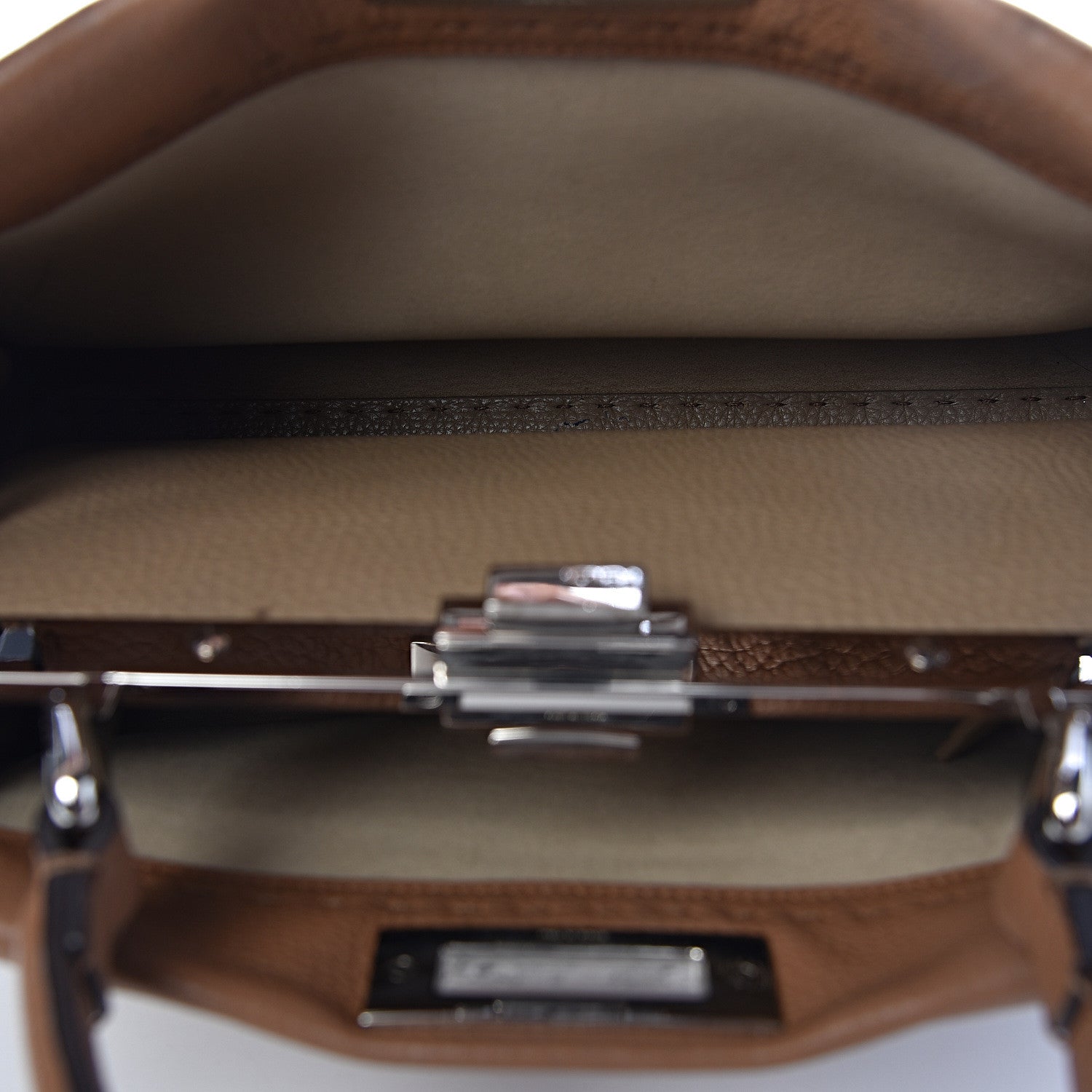 Fendi Cuoio Romano Selleria Bi-Color Medium Peekaboo Iconic Satchel Mou Deserto 7 of 12