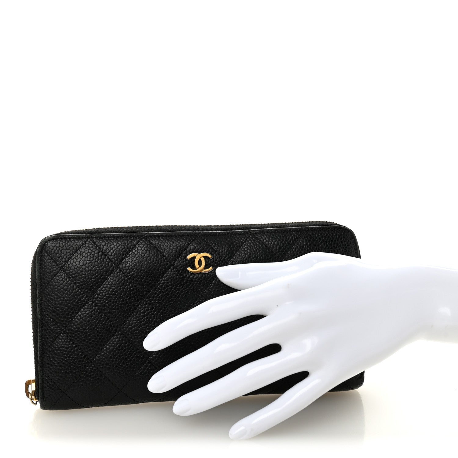 Chanel Caviar Quilted Large Gusset Zip Around Wallet Black 2 of 11