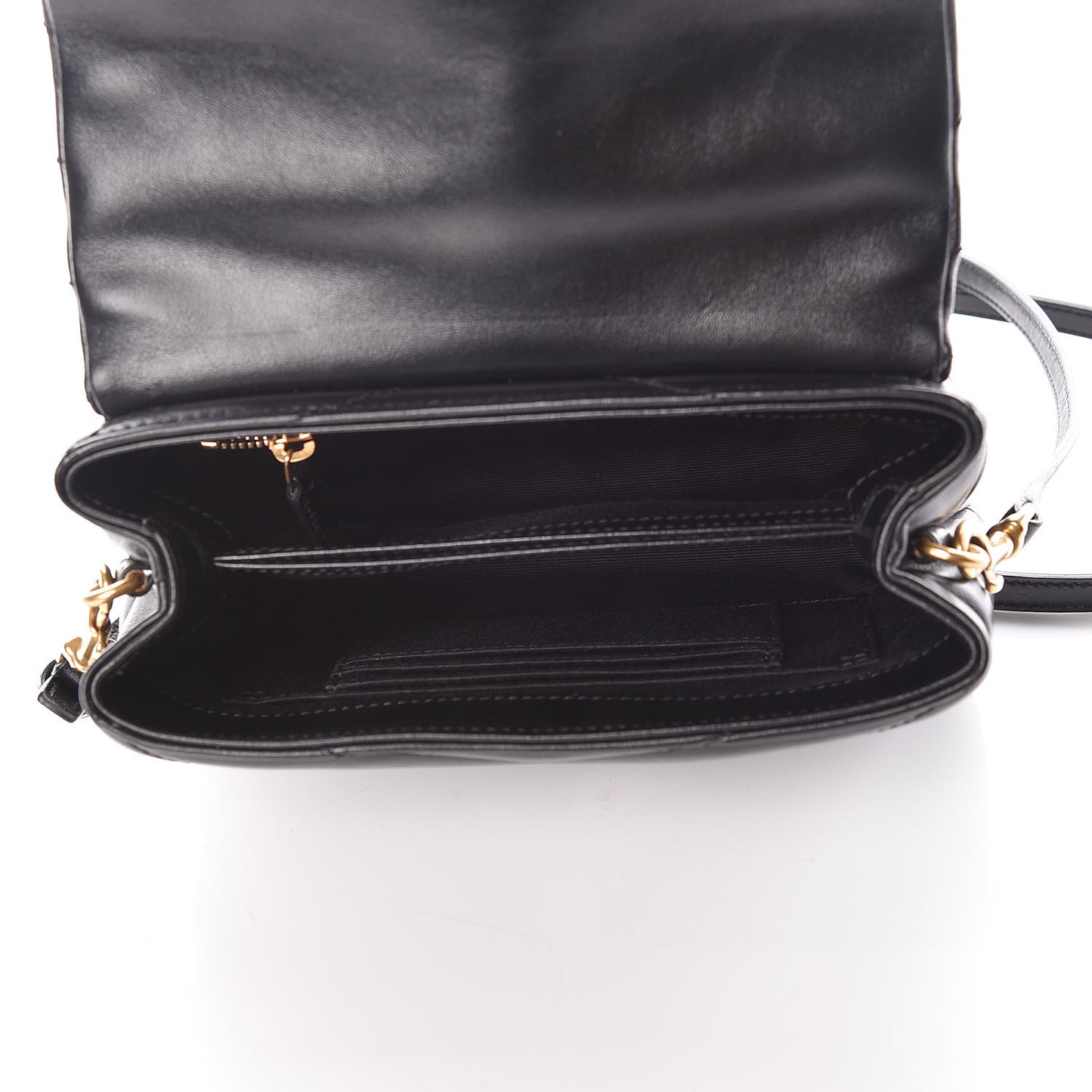 Calfskin Y Quilted Monogram Toy Loulou Crossbody Bag Black