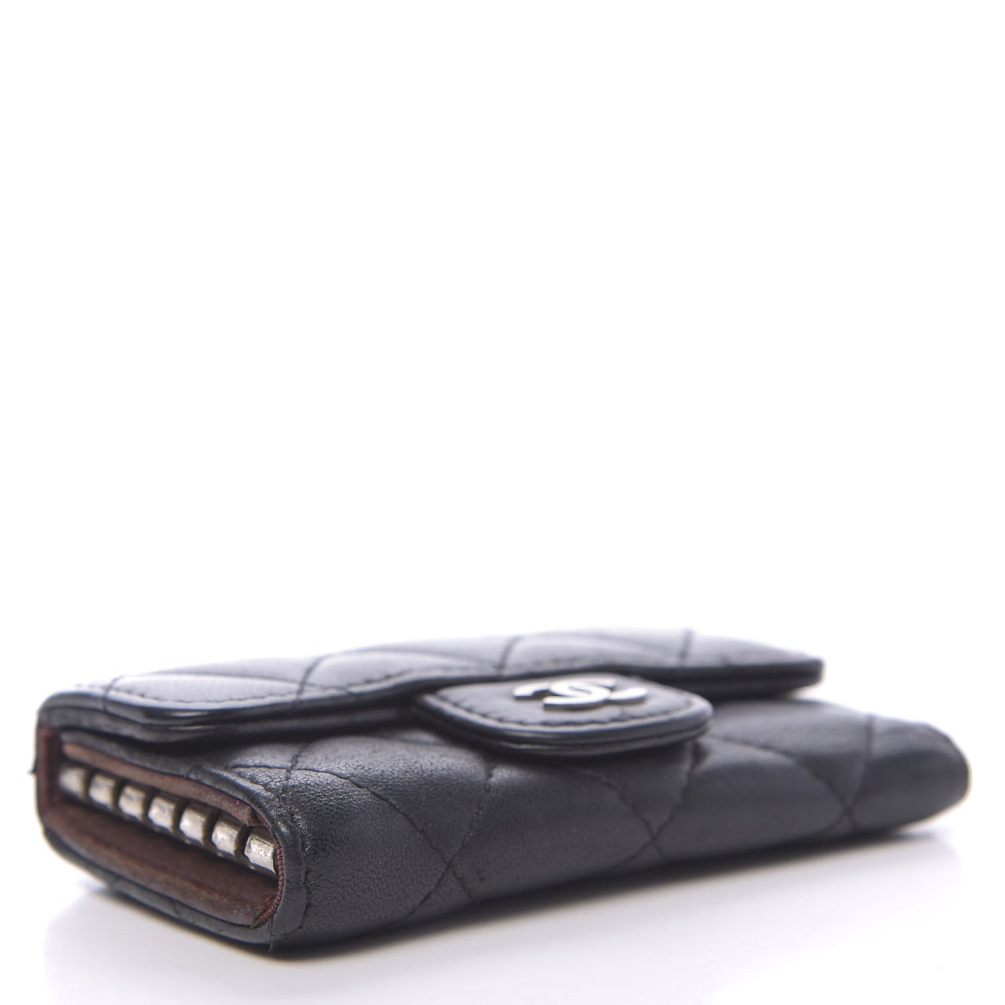Lambskin Quilted 6 Key Holder Black