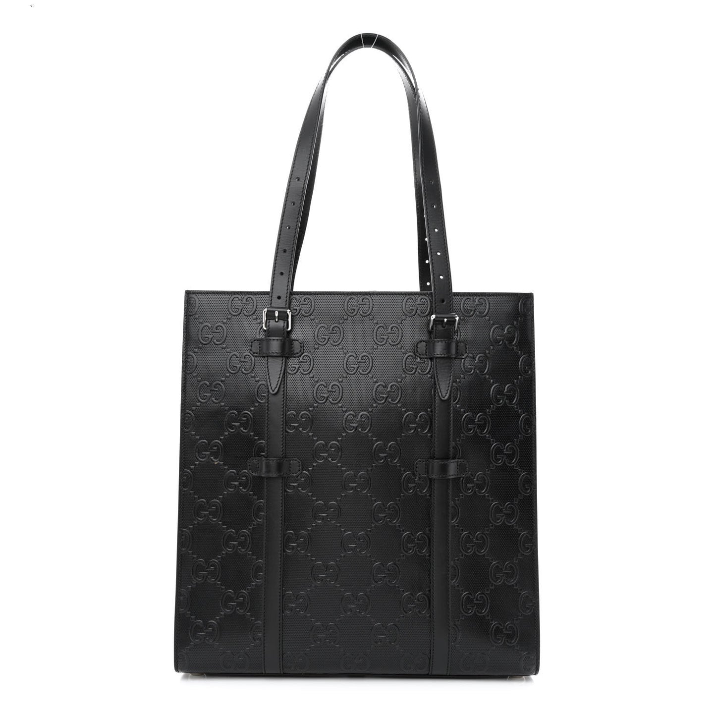 Calfskin GG Tennis Embossed Medium Tote Bag Black
