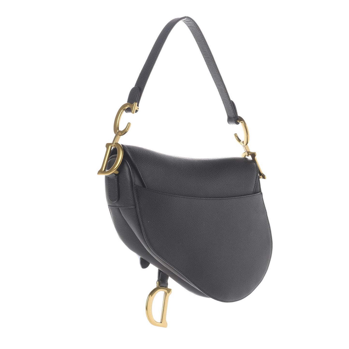 Grained Calfskin Saddle Bag Black