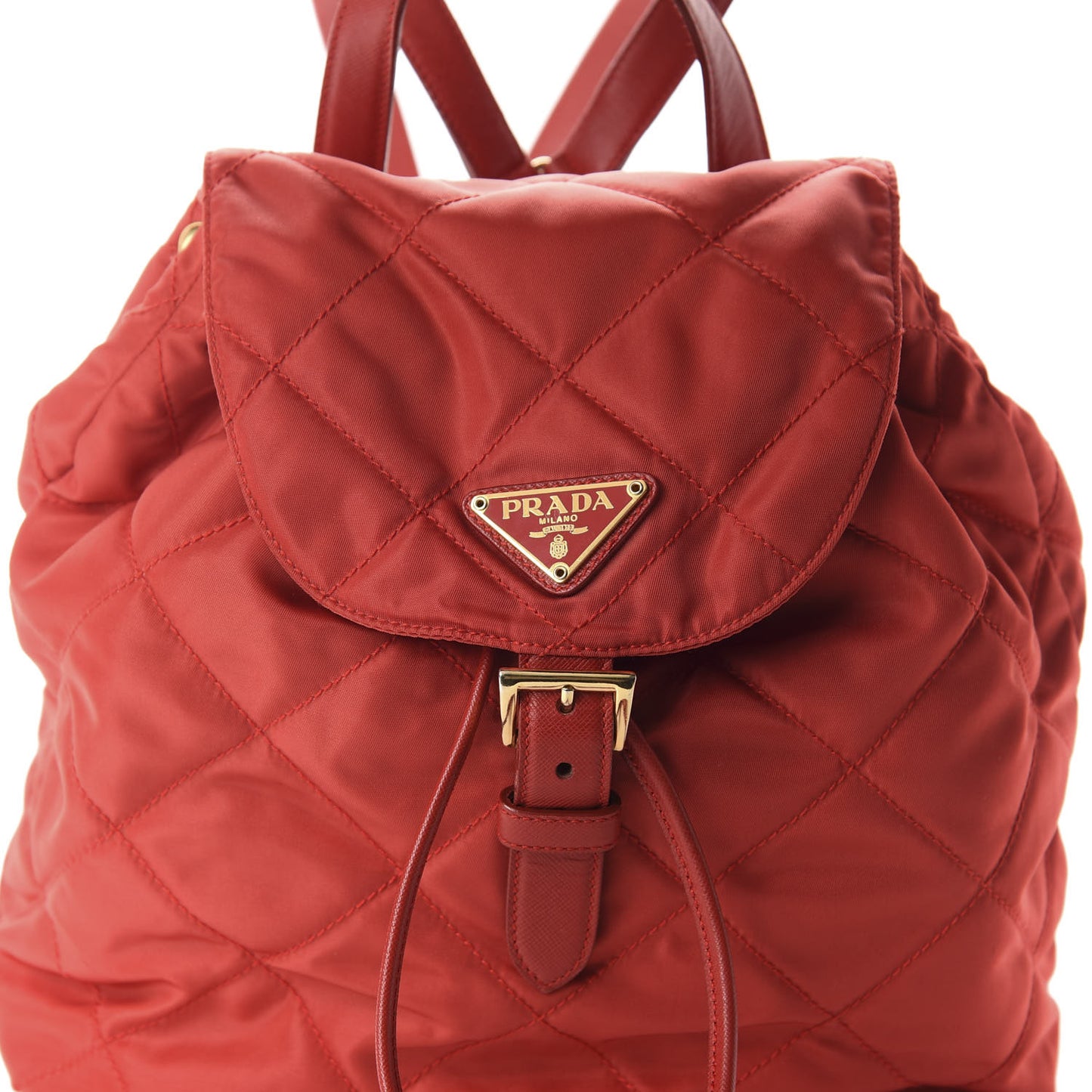 Tessuto Nylon Vela Quilted Cinch Backpack Red