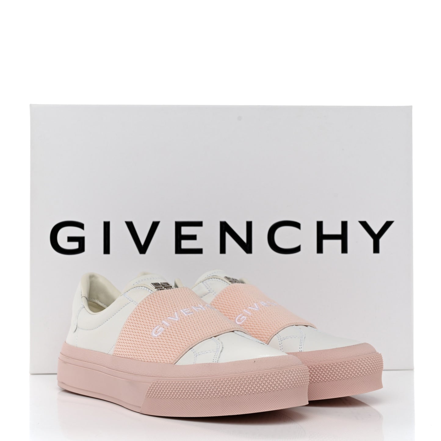 Calfskin Band Logo Womens City Sport Sneakers 37 White Pink