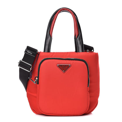 Prada Tessuto Nylon Pocket Small Cargo Tote Rosso Black 1 of 9