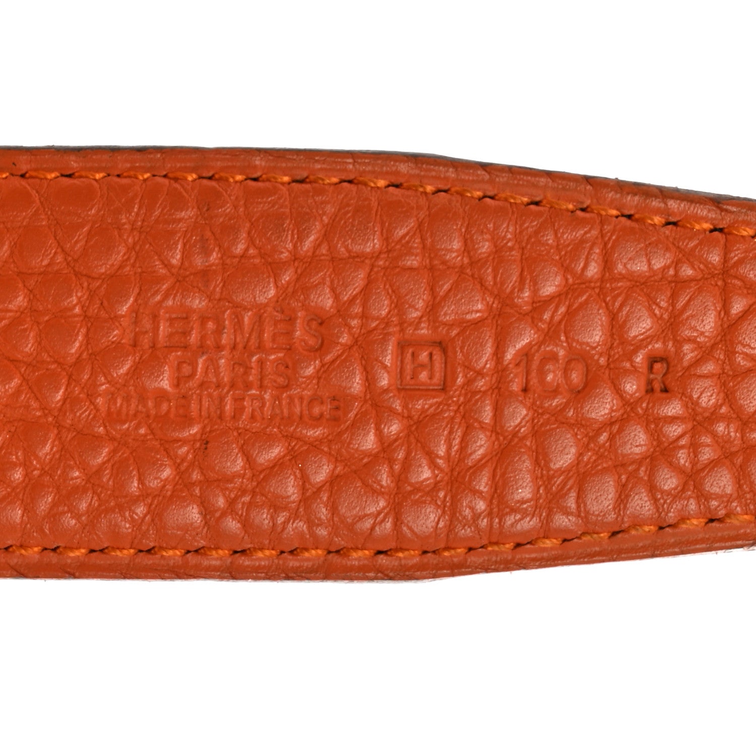 Hermes Box Togo 32mm Belt Strap 100 40 Black Orange 5 of 8