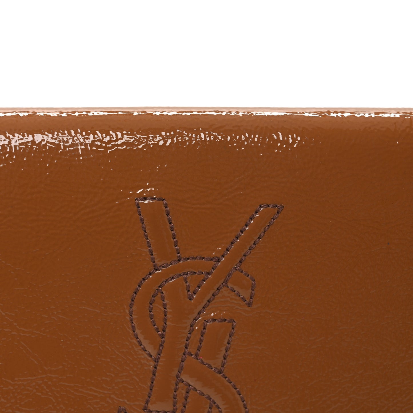 Textured Patent Calfskin Monogram Large Belle De Jour Clutch Beige