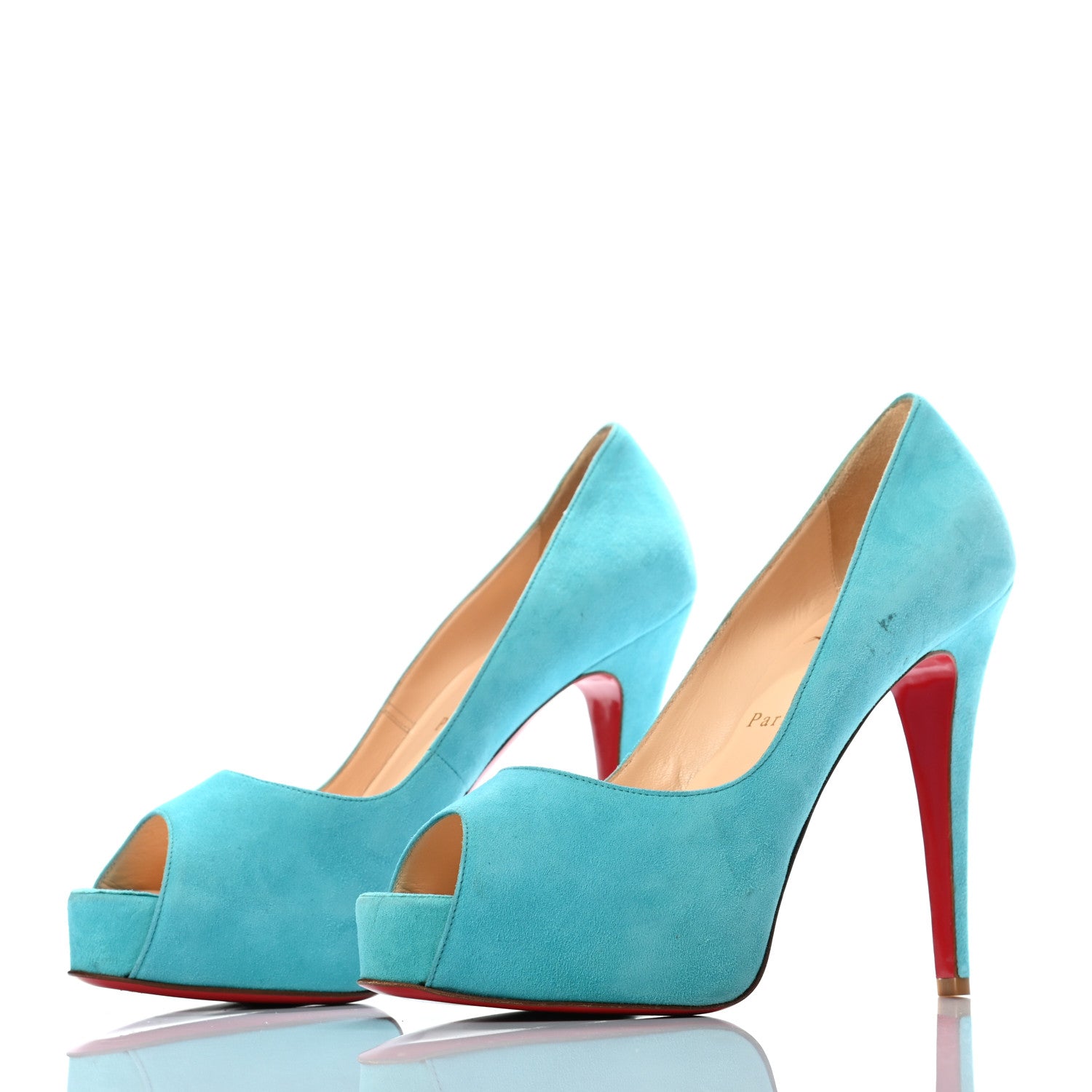 Christian Louboutin Suede Vendome 120 Pumps 39 Aquamarine 3 of 11