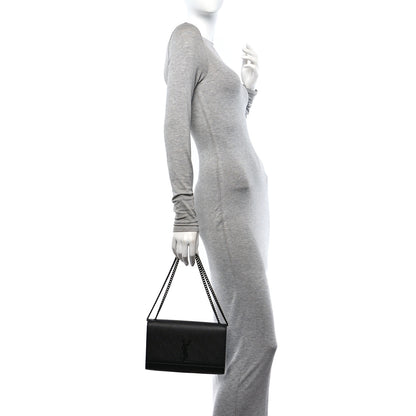 Saint Laurent Grain De Poudre Medium Classic Monogram Monochrome Kate Satchel Black 2 of 10