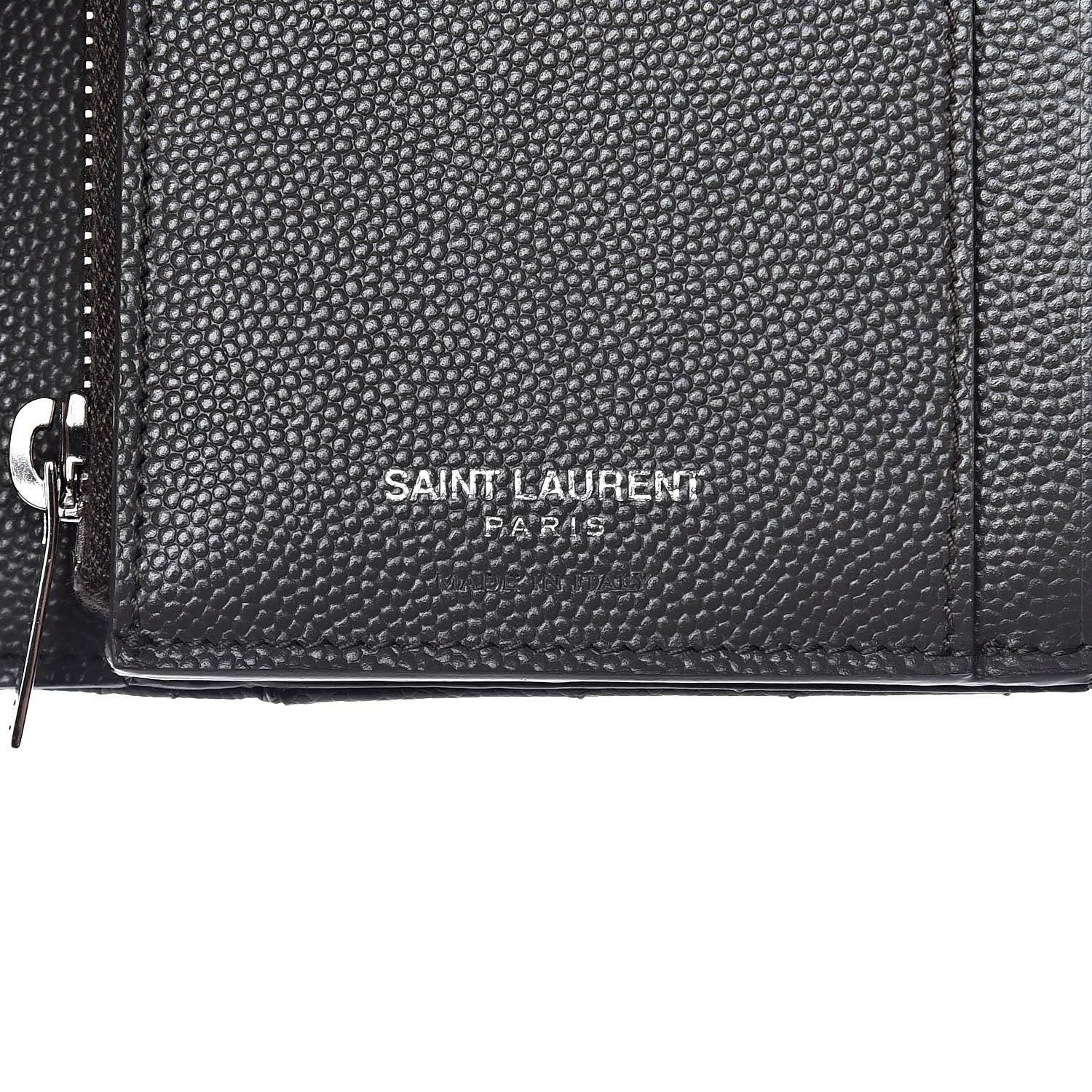 Saint Laurent Grain De Poudre Matelasse Chevron Monogram Compact Tri Fold Wallet Earth 6 of 8