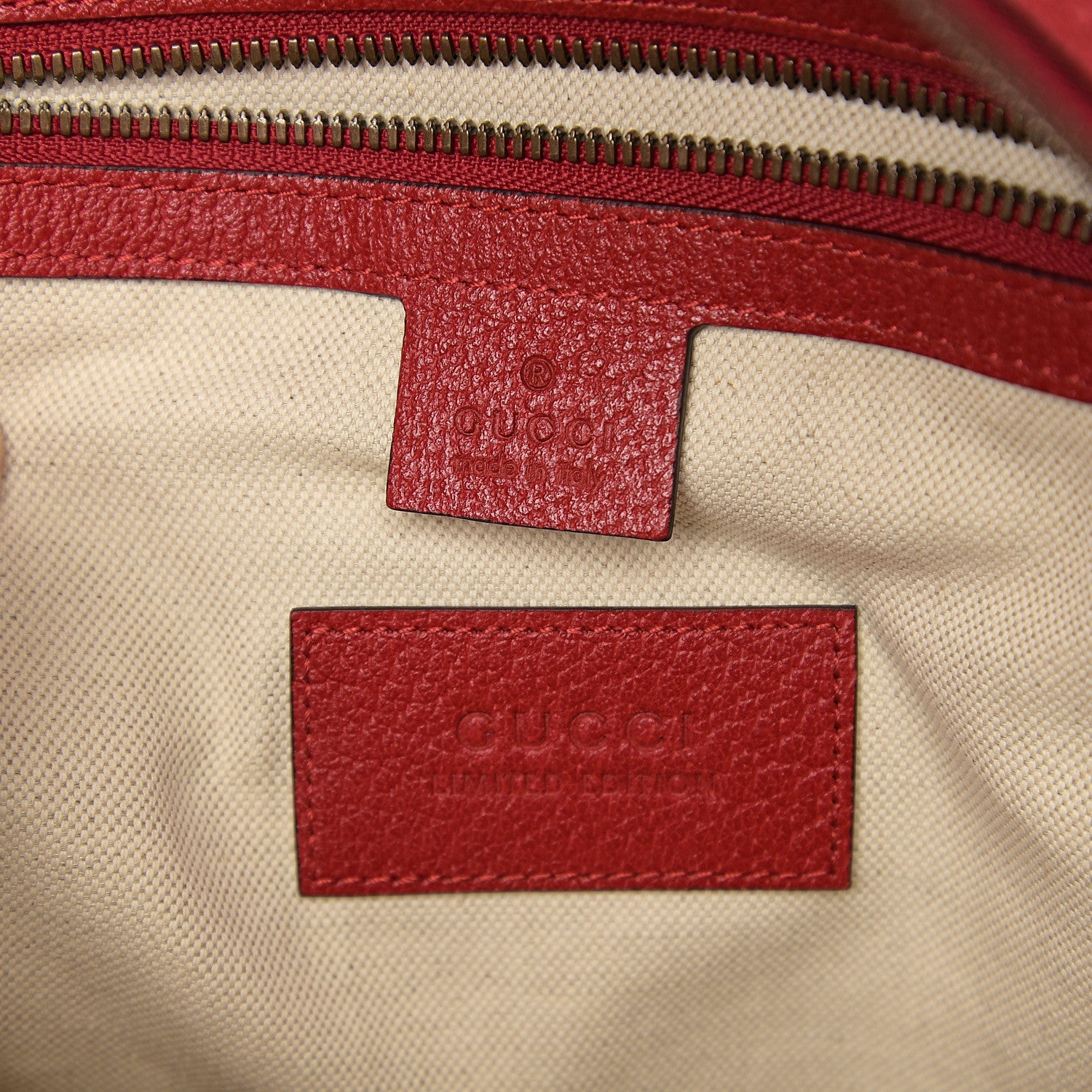 Gucci GG Supreme Monogram Web Bosco Patch Dome Backpack Beige Malva Hibiscus Red 5 of 9