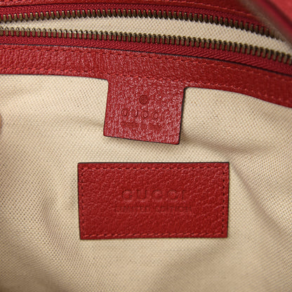 Gucci GG Supreme Monogram Web Bosco Patch Dome Backpack Beige Malva Hibiscus Red 5 of 9
