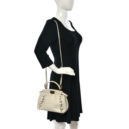 Fendi Nappa Rosebud Mini Peekaboo Iconic Satchel Bianco 2 of 11