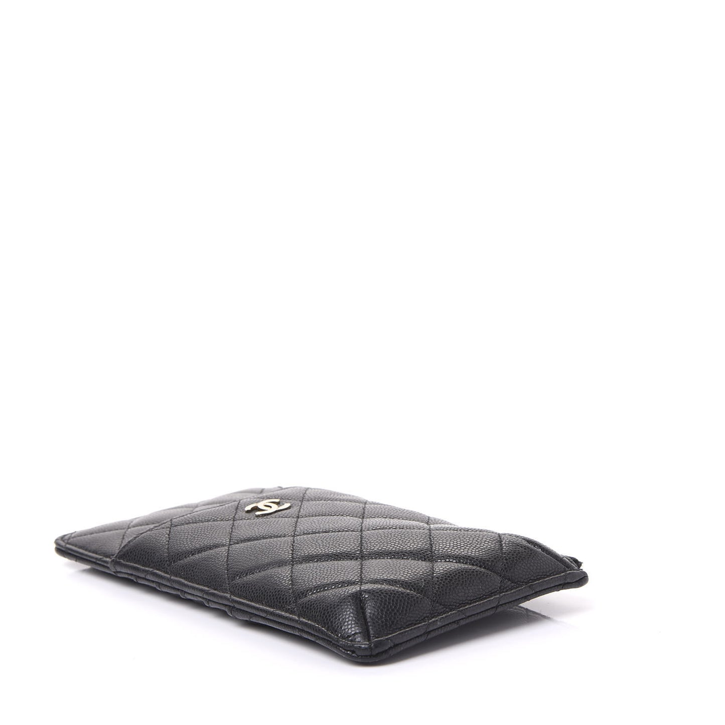 Caviar Quilted Classic Flat Wallet Pouch Black