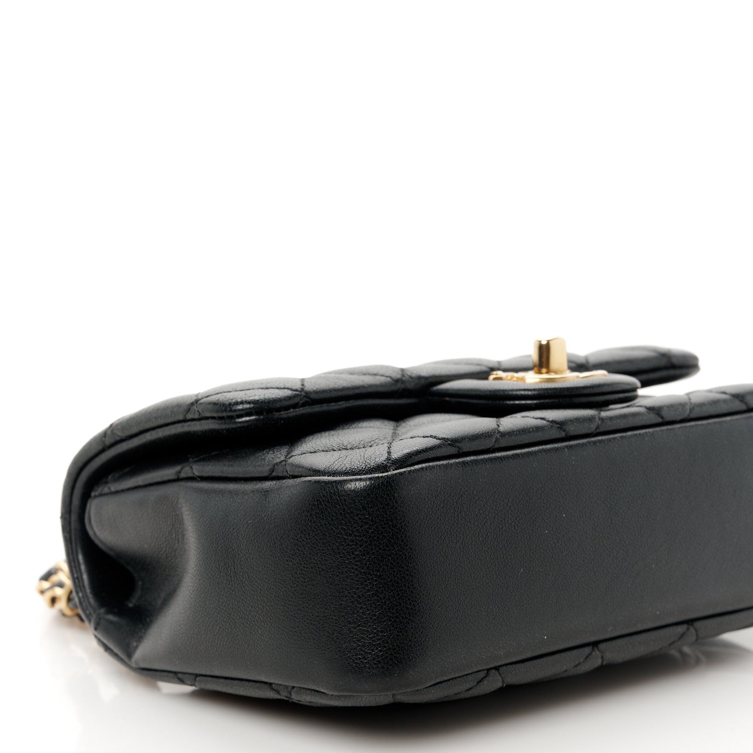 Chanel Shiny Lambskin Quilted Pearl Twist Mini Square Flap Black 10 of 11