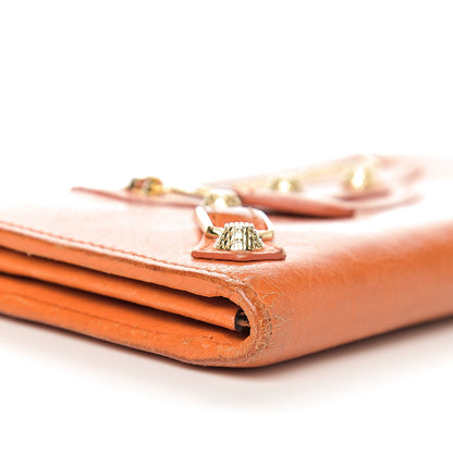 Balenciaga Agneau Classic Hardware Continental Zip Around Wallet Tangerine 12 of 15