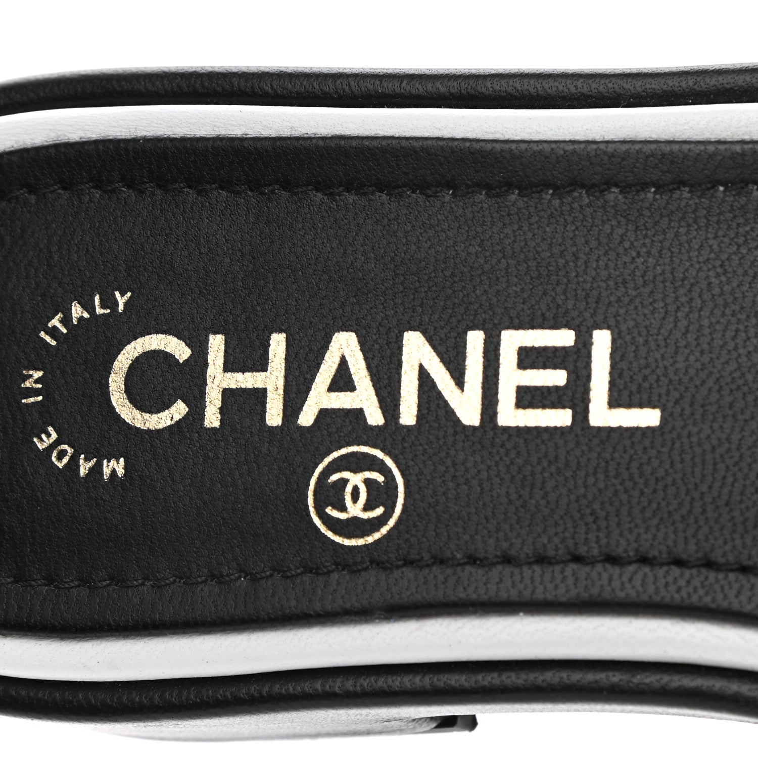 Chanel Lambskin Embroidered CC Mule Sandal 36 Black White 7 of 13