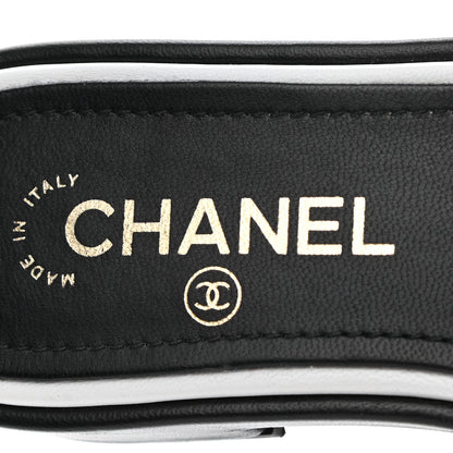 Chanel Lambskin Embroidered CC Mule Sandal 36 Black White 7 of 13