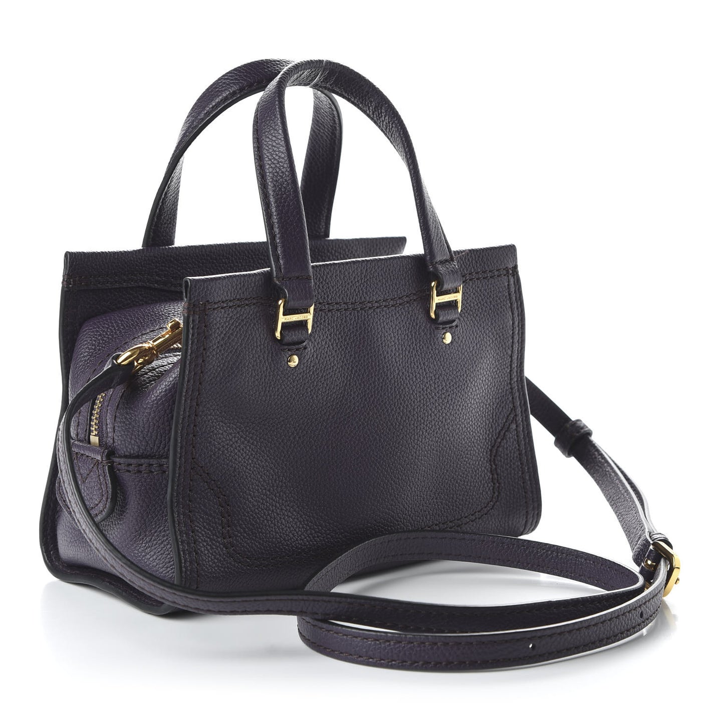 Textured Calfskin Mini Cruiser Convertible Satchel Grape