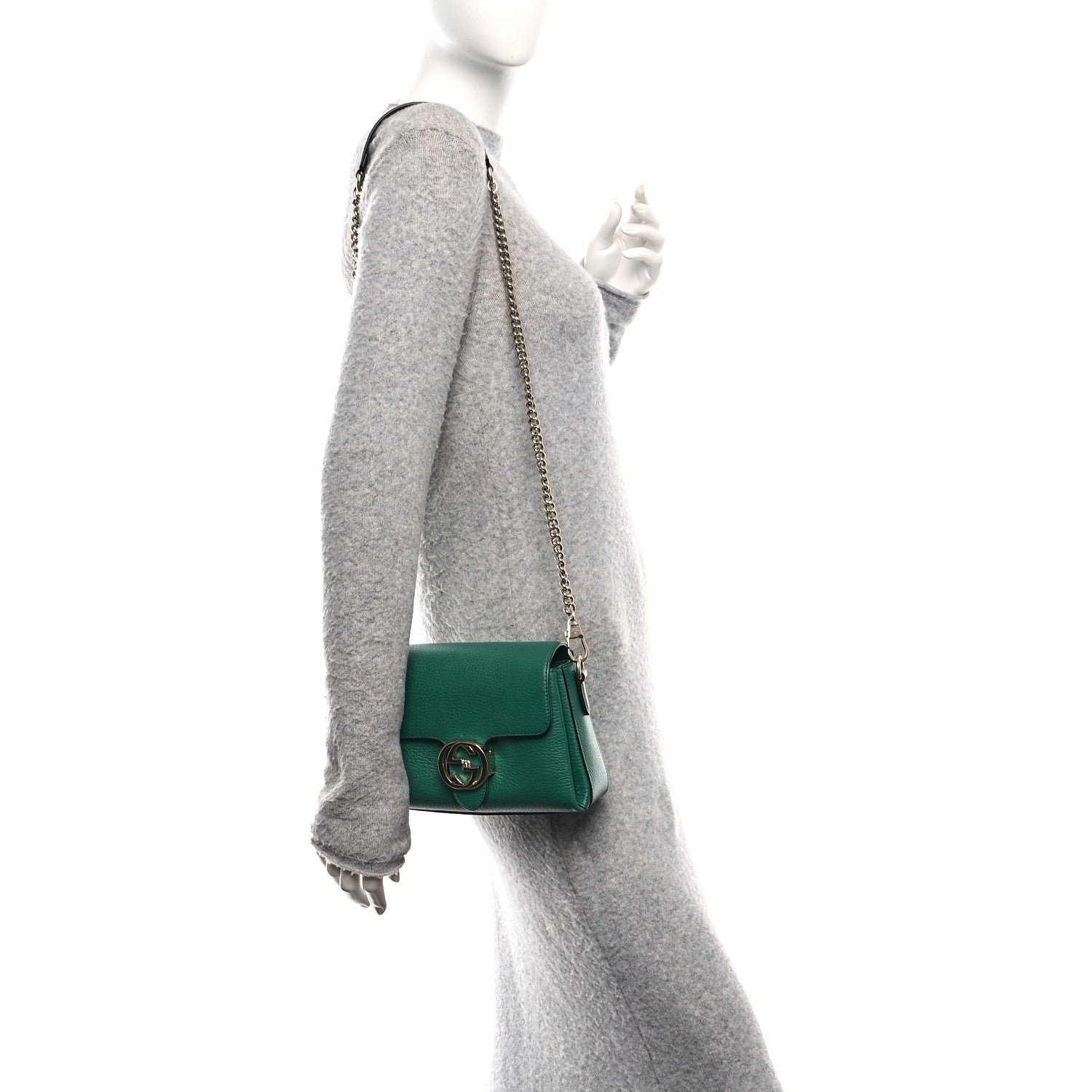 Gucci Dollar Calfskin Interlocking G Crossbody Bag Emerald 2 of 12