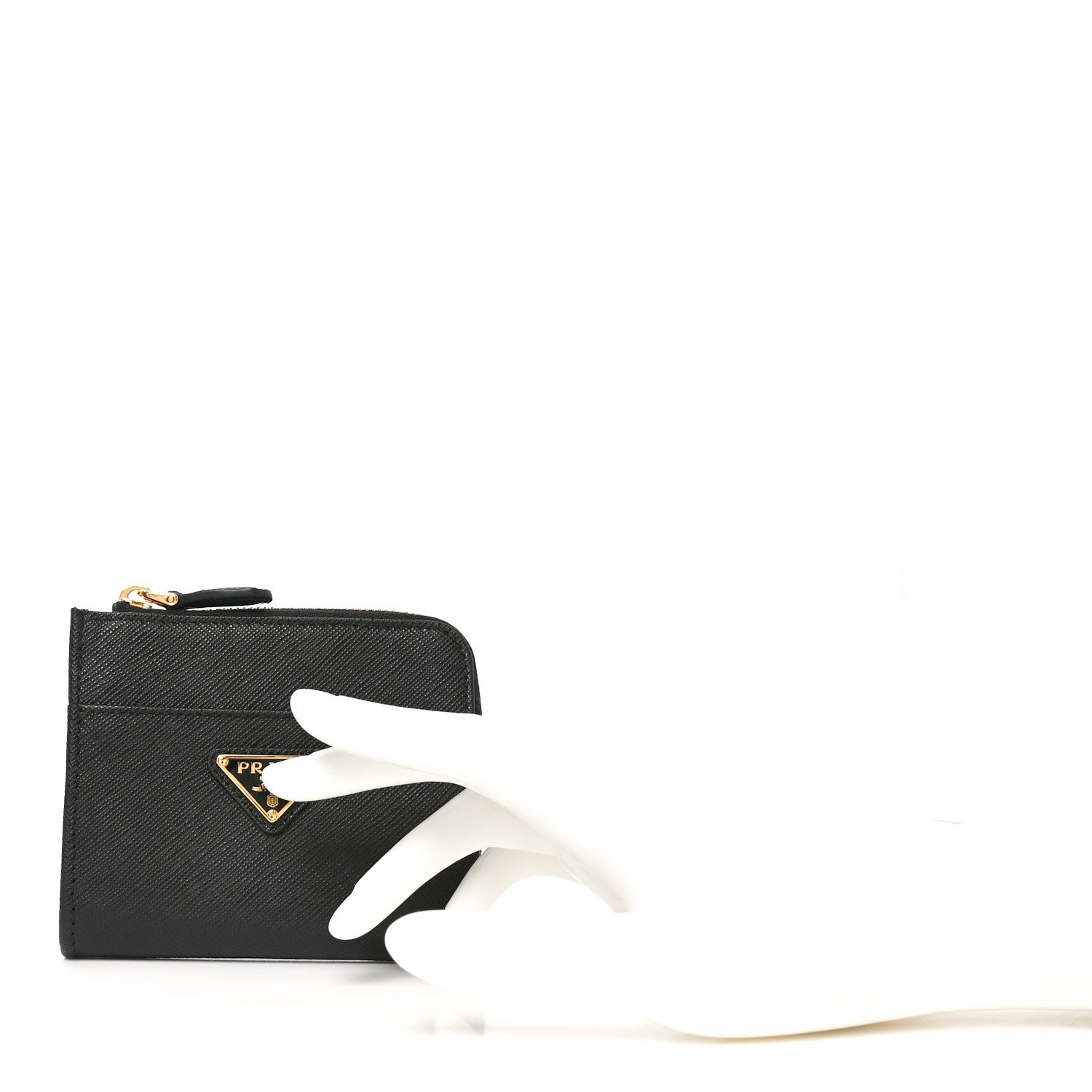 Prada Saffiano Small Triangle Wallet Black 2 of 7