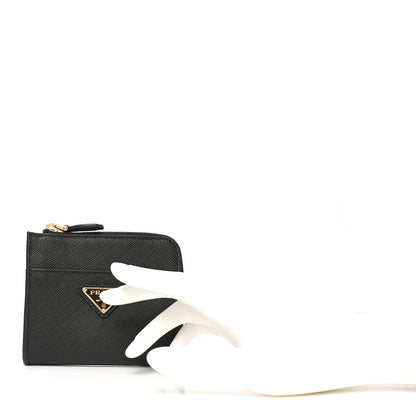 Prada Saffiano Small Triangle Wallet Black 2 of 7
