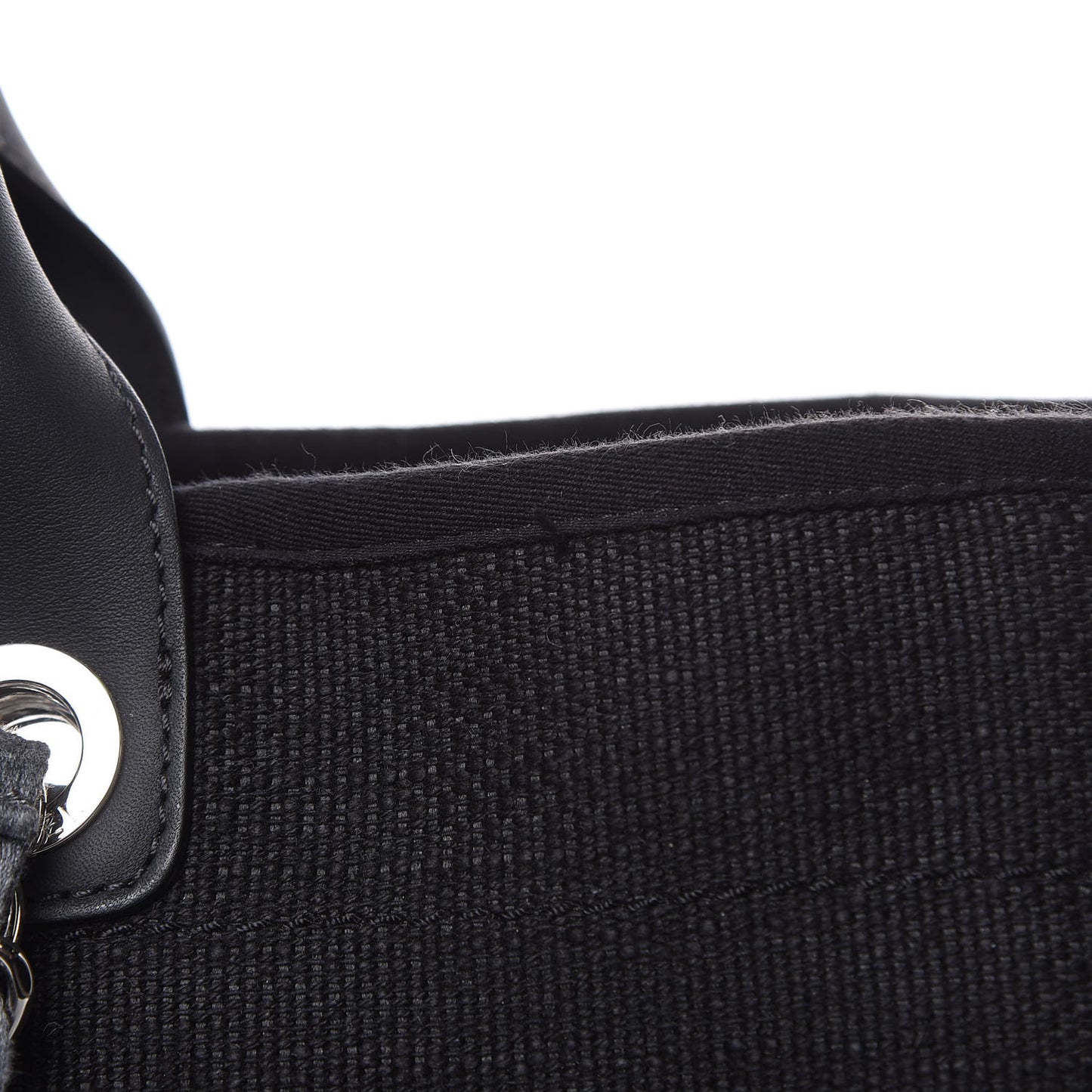 Striped Canvas Large Deauville Tote Black