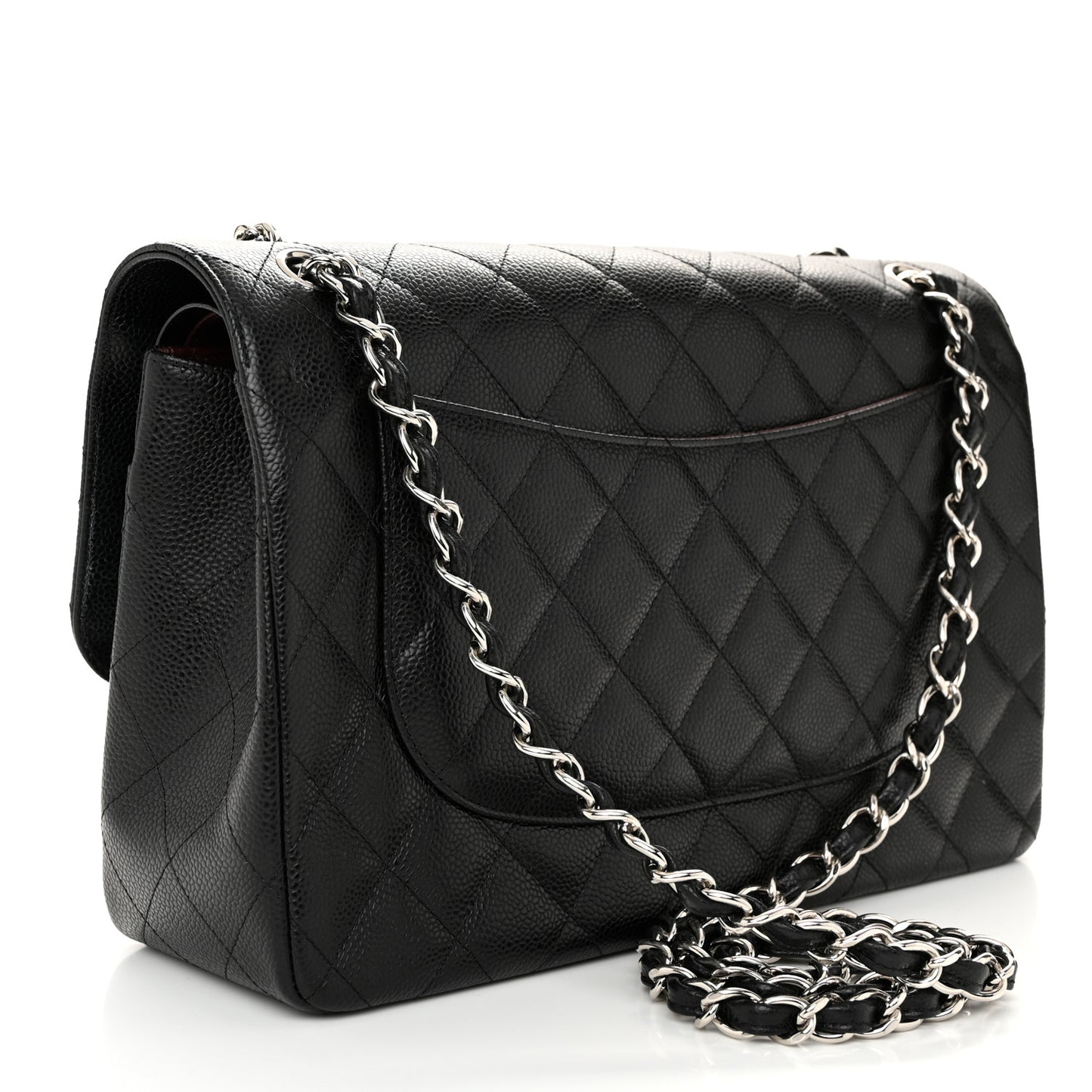 Caviar Quilted Jumbo Double Flap Black