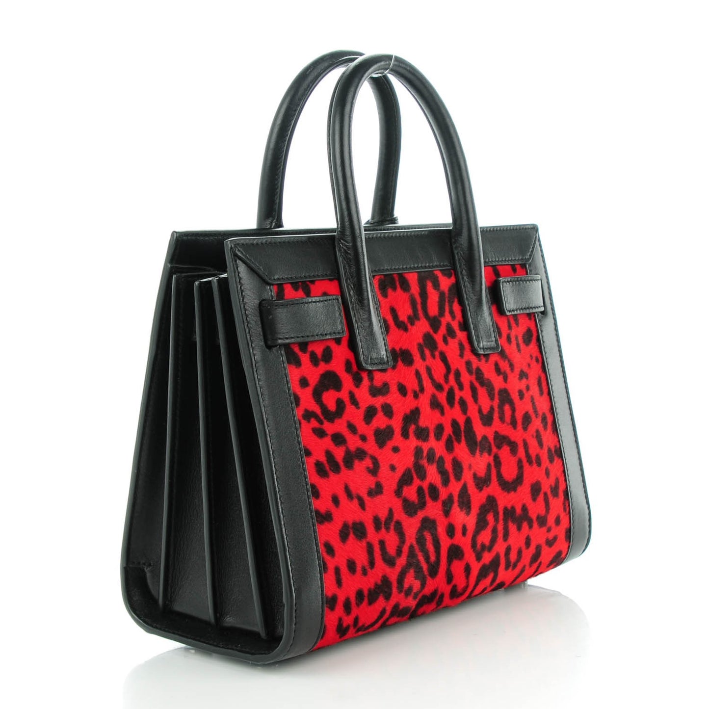 Calf Hair Leopard Printed Nano Sac De Jour Red Black