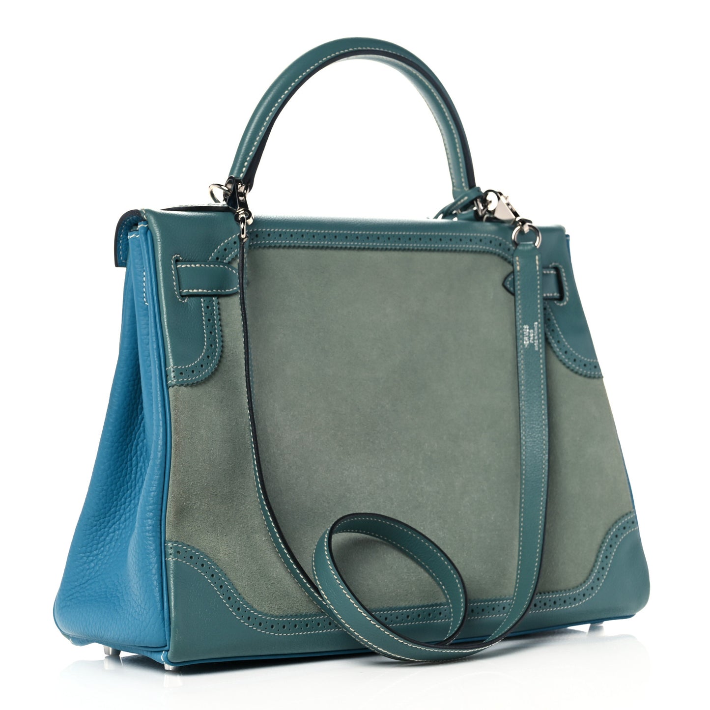Veau Doblis Taurillon Clemence Evergrain Ghillies Kelly Retourne 32 Turquoise Ciel