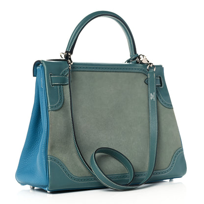 Hermes Veau Doblis Taurillon Clemence Evergrain Ghillies Kelly Retourne 32 Turquoise Ciel 3 of 38