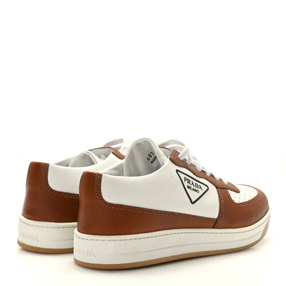 Prada Vitello Soft Low Top Sneakers 39 White Cognac 4 of 13