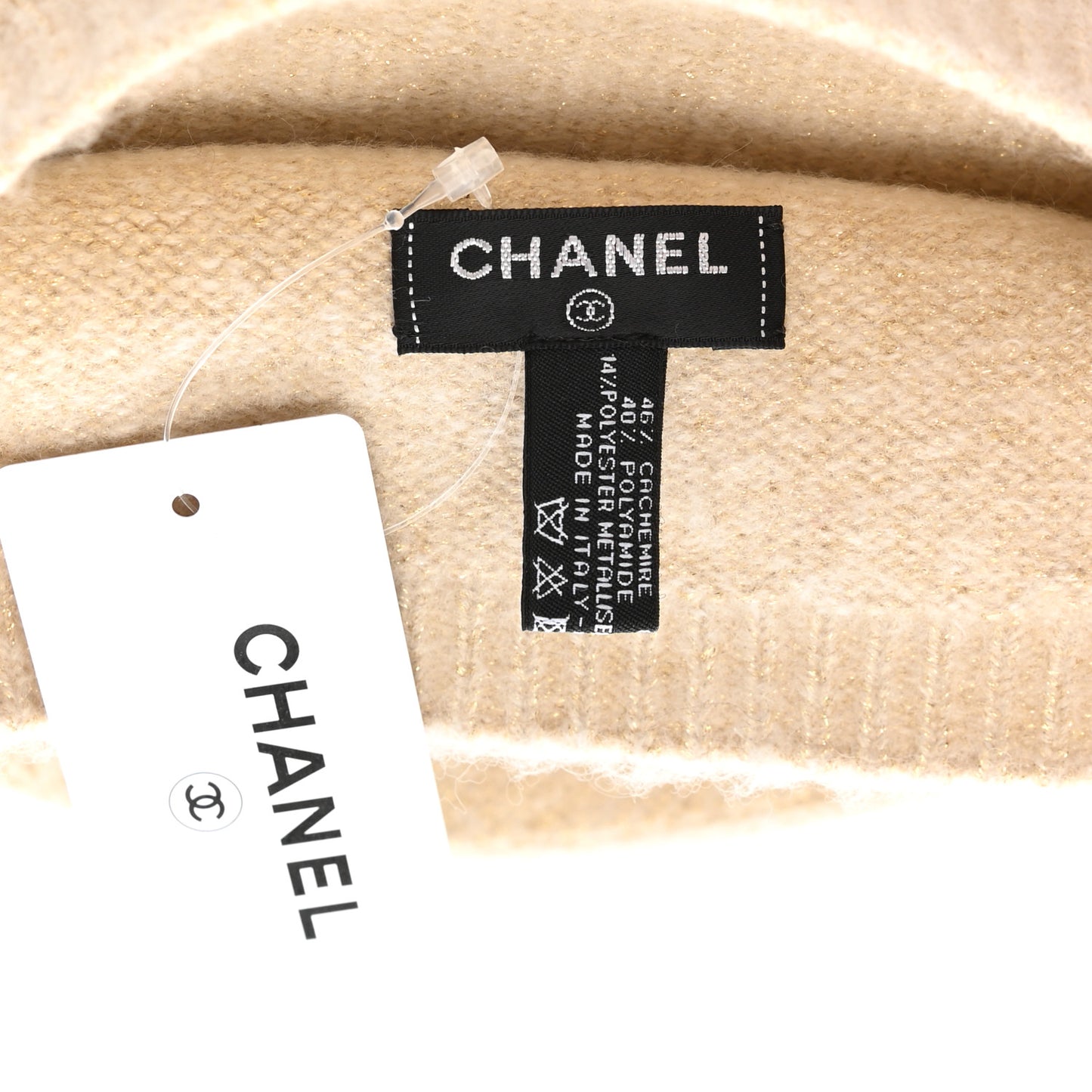 Cashmere Blend CC Beanie Hat Beige