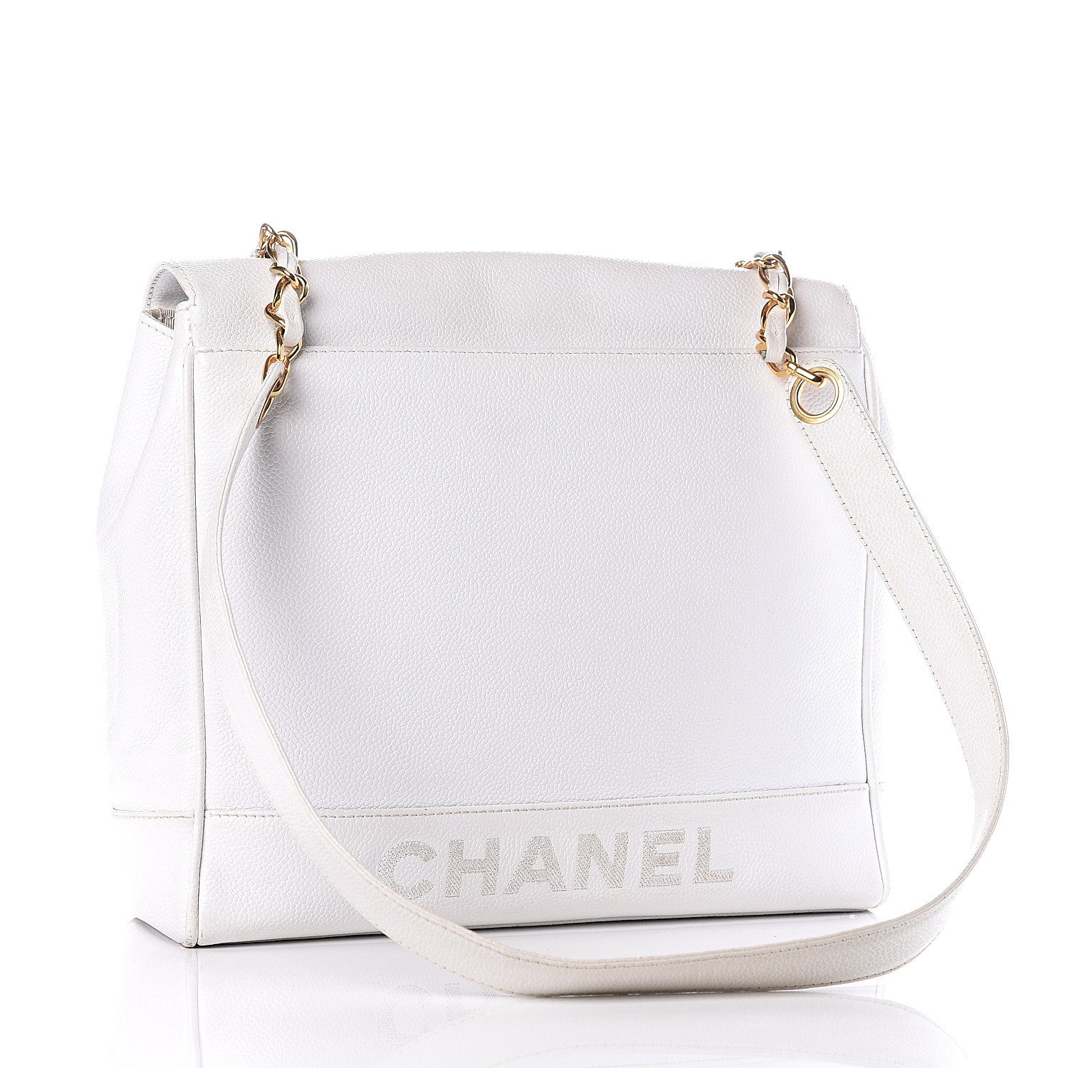 Chanel Caviar Flap Shoulder Bag White 2 of 13