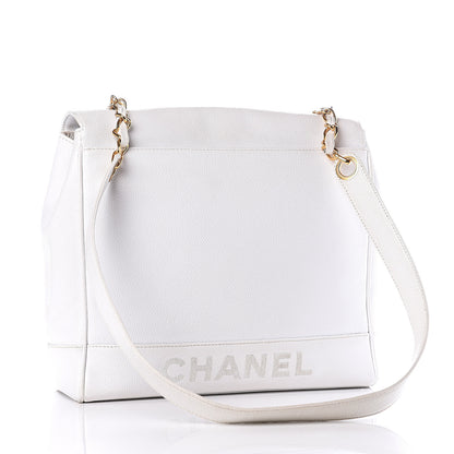 Chanel Caviar Flap Shoulder Bag White 2 of 13