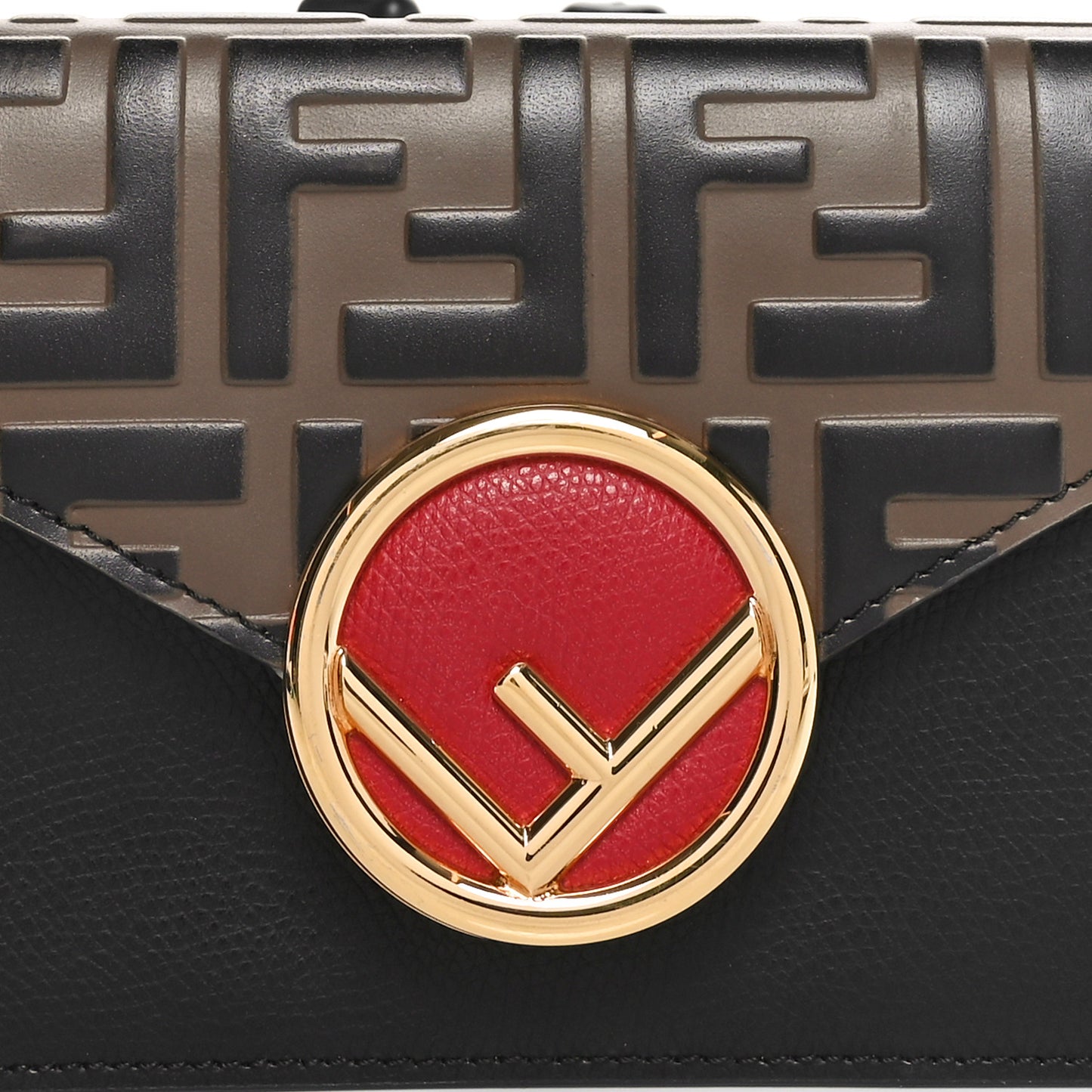 Vitello Cruise F is Fendi Bi-Color FF 1974 Embossed Envelope Belt Bag Maya Black