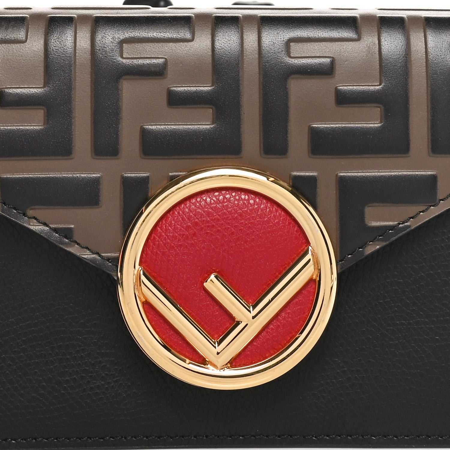 Fendi Vitello Cruise F is Fendi Bi-Color FF 1974 Embossed Envelope Belt Bag Maya Black 9 of 11