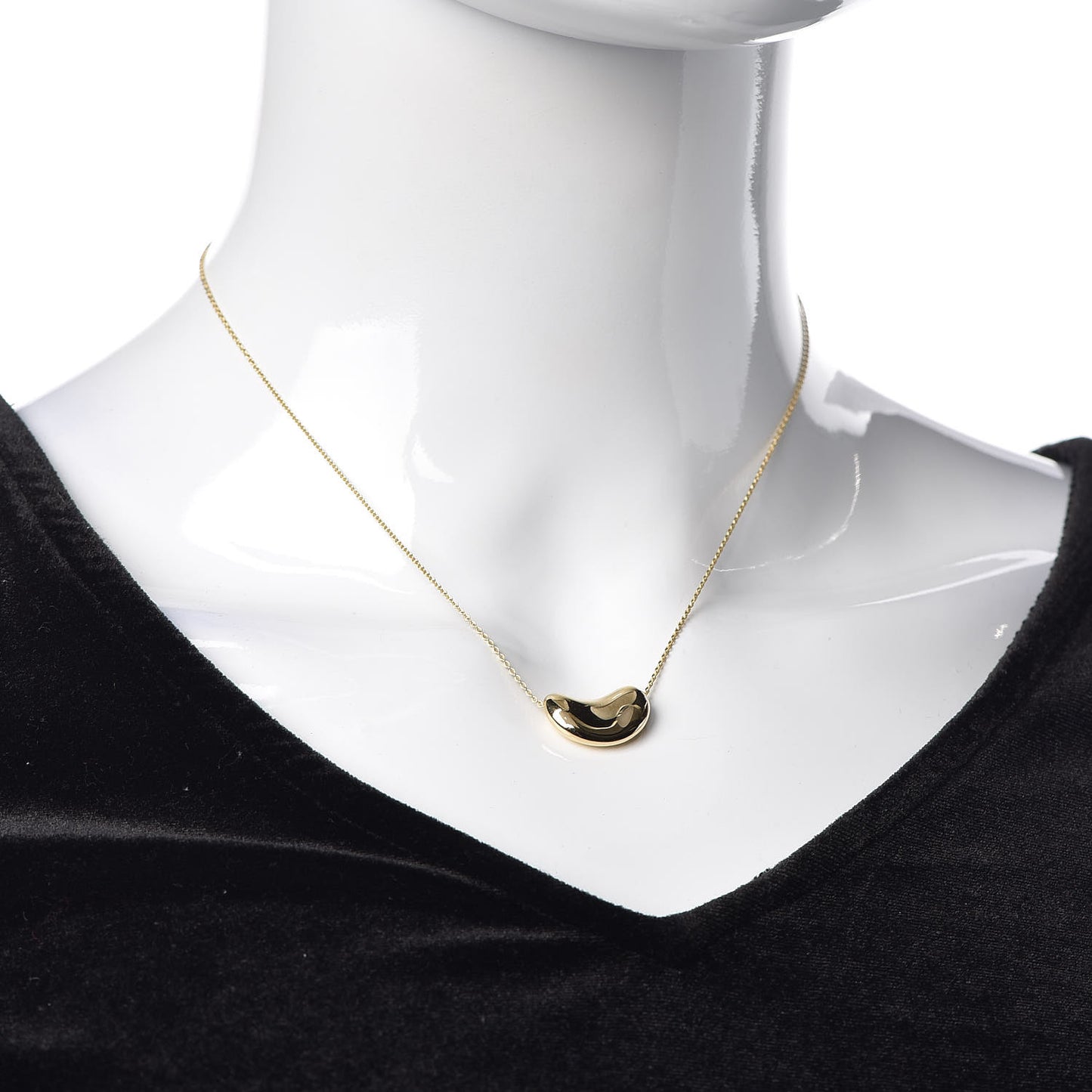 18K Yellow Gold 18mm Elsa Peretti Bean Pendant Necklace