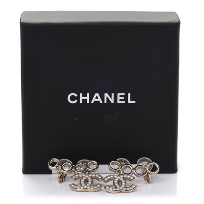 Chanel Metal Pearl CC Coco Climber Clip On Earrings Gold 5 of 5