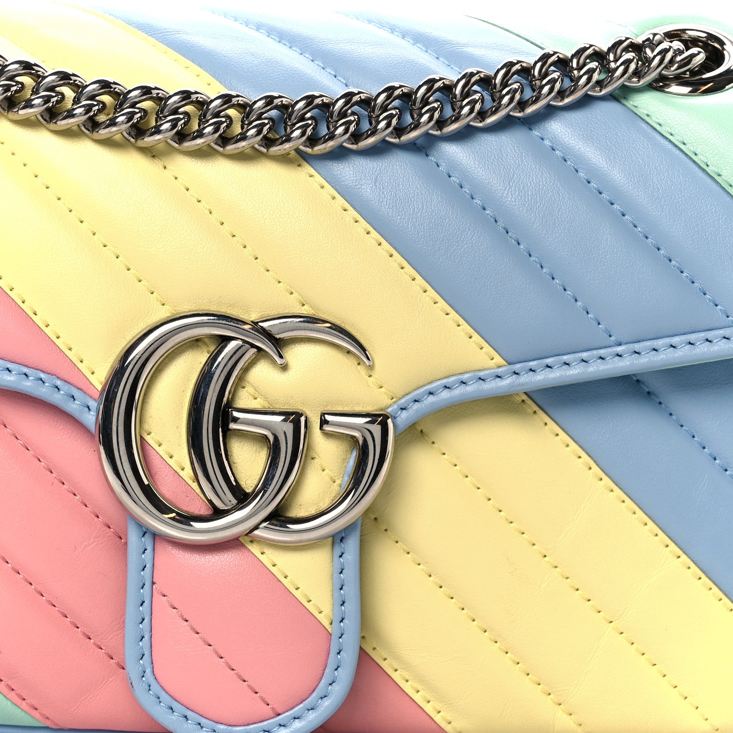 Gucci Calfskin Matelasse Diagonal Small GG Marmont Shoulder Bag Multicolor Pastel 8 of 10