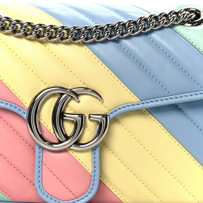 Gucci Calfskin Matelasse Diagonal Small GG Marmont Shoulder Bag Multicolor Pastel 8 of 10