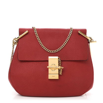 Chloe Grained Lambskin Drew Shoulder Bag Plaid Red 1 of 9