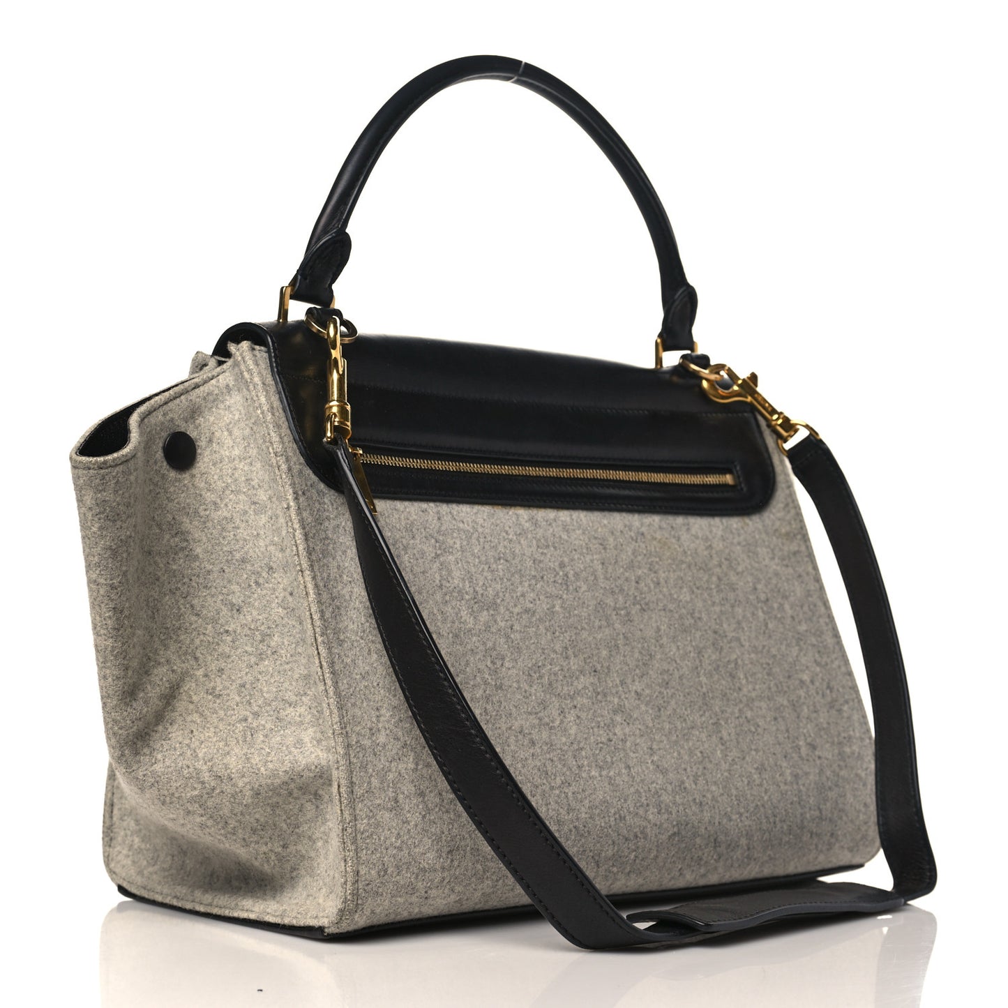 Felt Smooth Calfskin Medium Trapeze Pearl Grey
