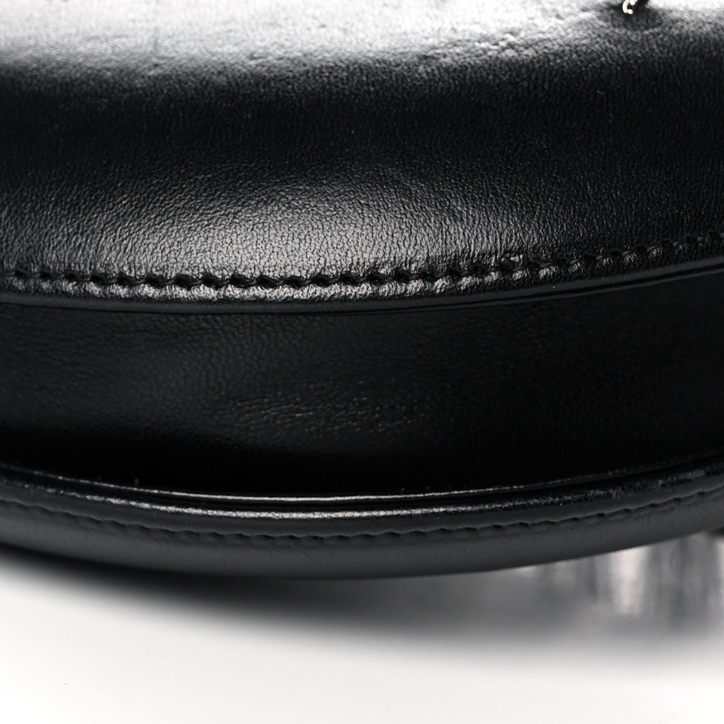 Lambskin Chain Fringe Round Clutch With Chain Black