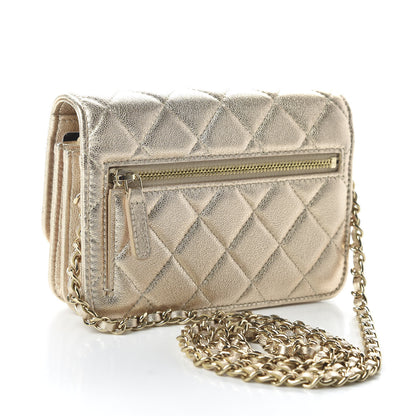 Chanel Metallic Lambskin Quilted Mini Wallet On Chain WOC Gold 3 of 10
