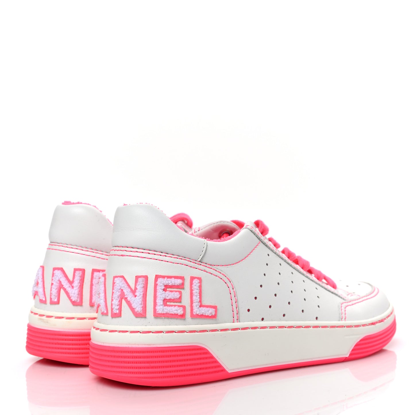 Calfskin Womens Logo Sneakers 37 Fuchsia White