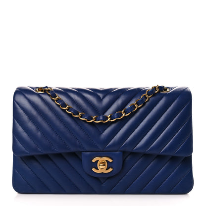 Chanel Lambskin Chevron Quilted Medium Double Flap Blue 1 of 11