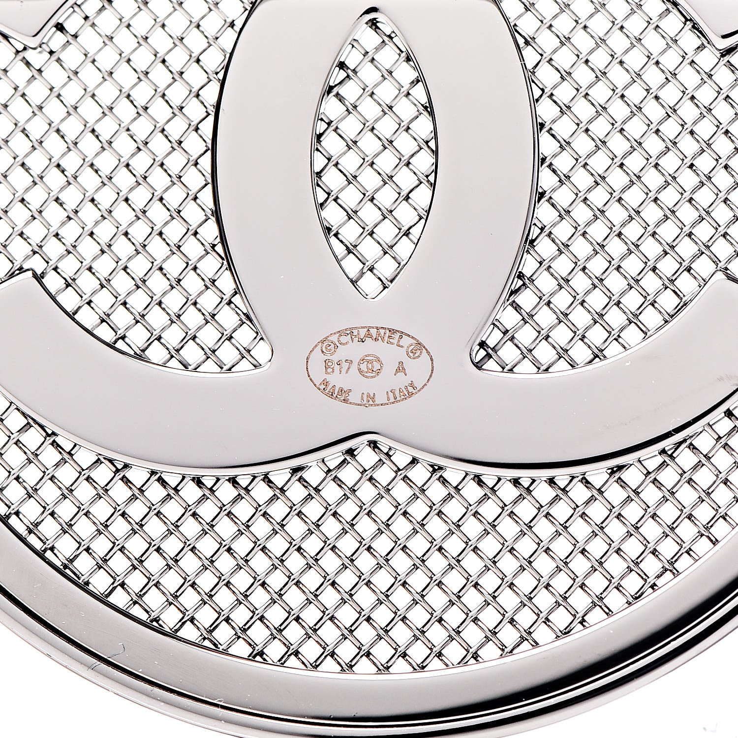 Chanel Mesh Circle CC Brooch Silver 4 of 4