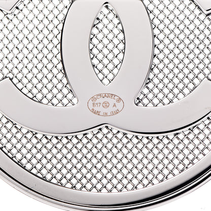 Chanel Mesh Circle CC Brooch Silver 4 of 4